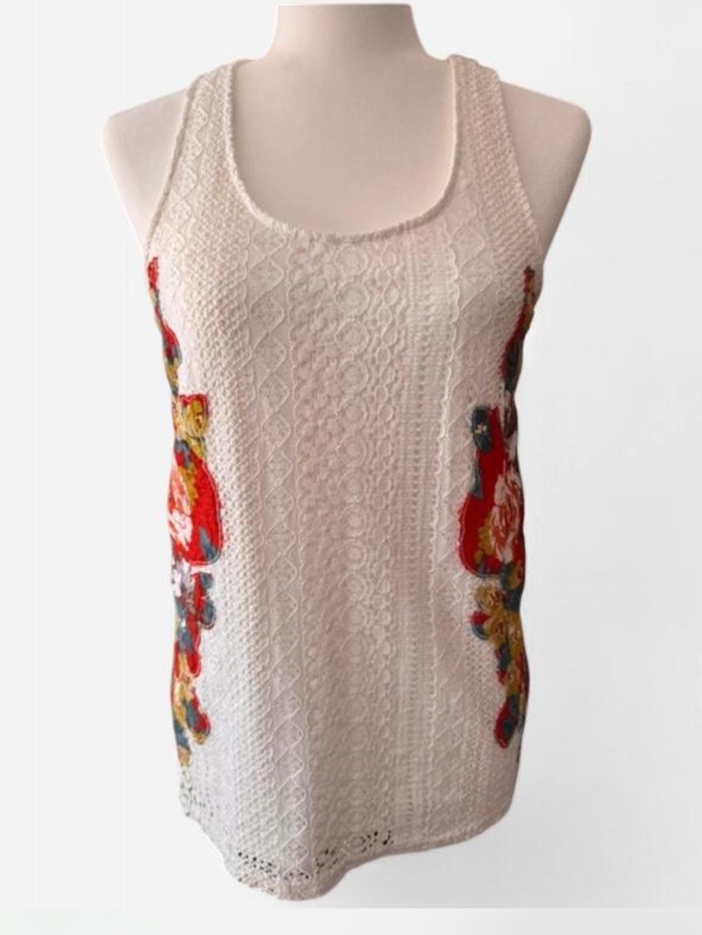 Cupio Crochet Tank with Side Floral Panels